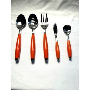 Fiesta Flatware Serving Set 5 Piece Orange Stainless Steel Tapered Handles